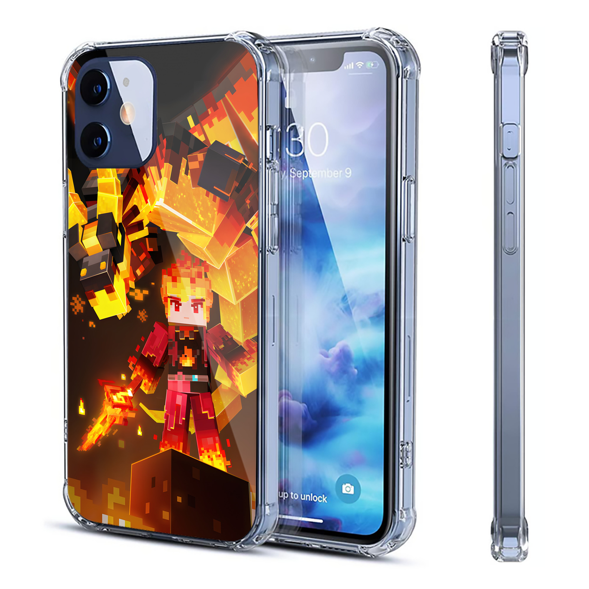 （画像用） マインクラフト ブロックの世界 Minecraft MC Block world 【iPhone 12シリーズ対応】透明スマホケース（クリアソフトケース）